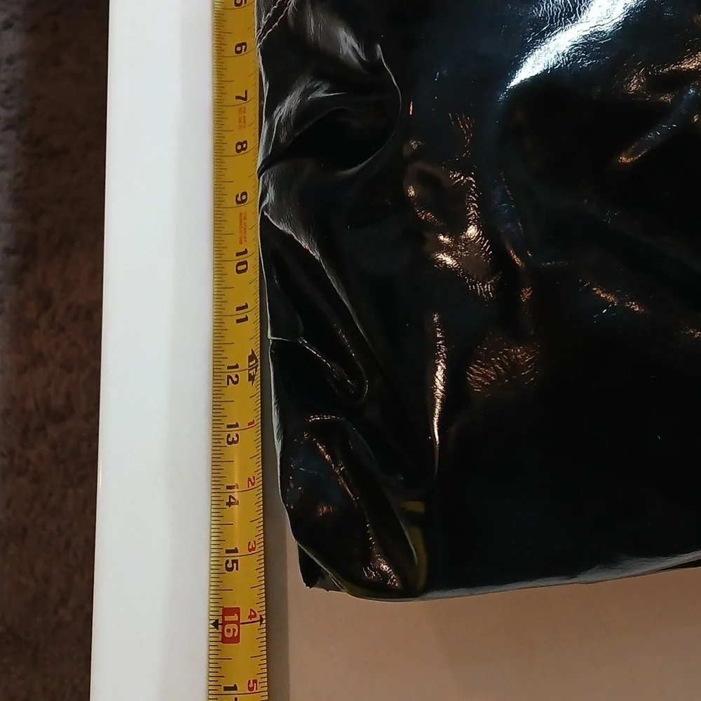 Beverly Hills Polo Club black patent leather shoulder bag. Vintage